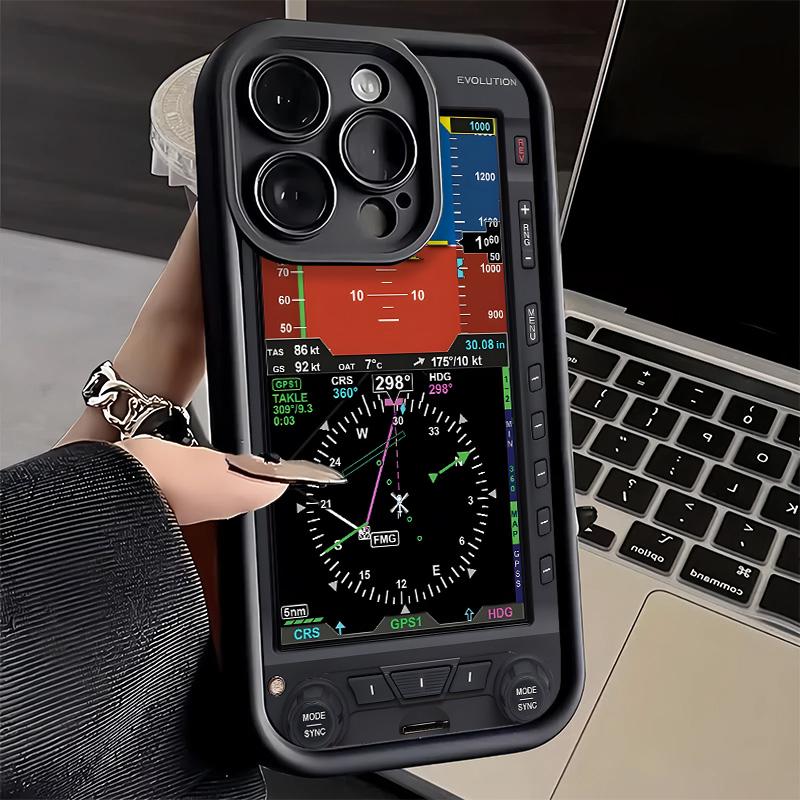 Phone Case for iPhone 17 Air 16E 15 16 Pro Max Aircraft Instrument Cockpit Radar Cover 14 Plus 13 12 Mini Soft Shell Silicone Fu