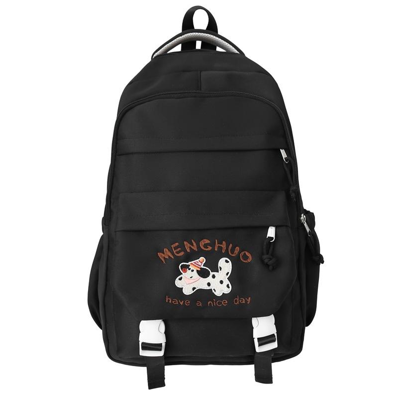 New Cartoon Puppy Embroidered Schoolbag High Value Korean Version Ins College Style Junior High School Students Multi Layer Backpack