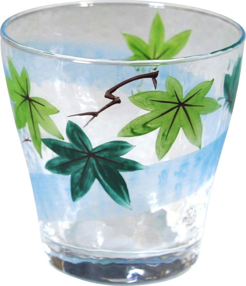 Kyoto Iroe Glass Wakaba Rocks Glass (Gift Boxed) Green Maple