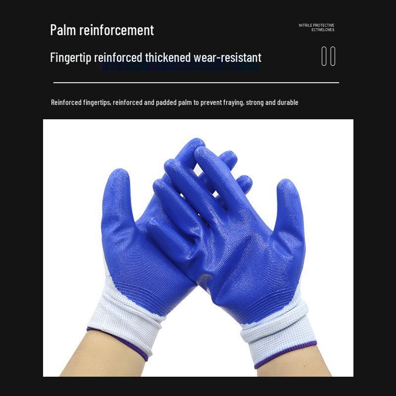 Breathable White Nitrile Cotton Work Gloves - Wear-Resistant, Thick, for Men & Women, Ideal for Auto Repair, Spring/Summer Use