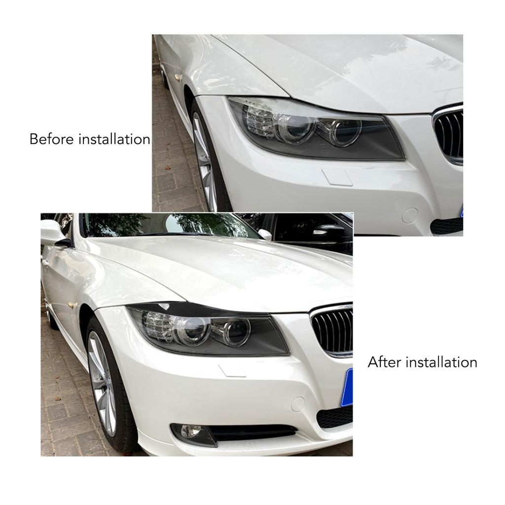 2 szt. Pokrywa Brwi Reflektora Przedniego Zewnętrzna Listwa Dekoracyjna Samochodu Zamiennik dla Serii 3 E90 E91 Sedan 2005‑2012