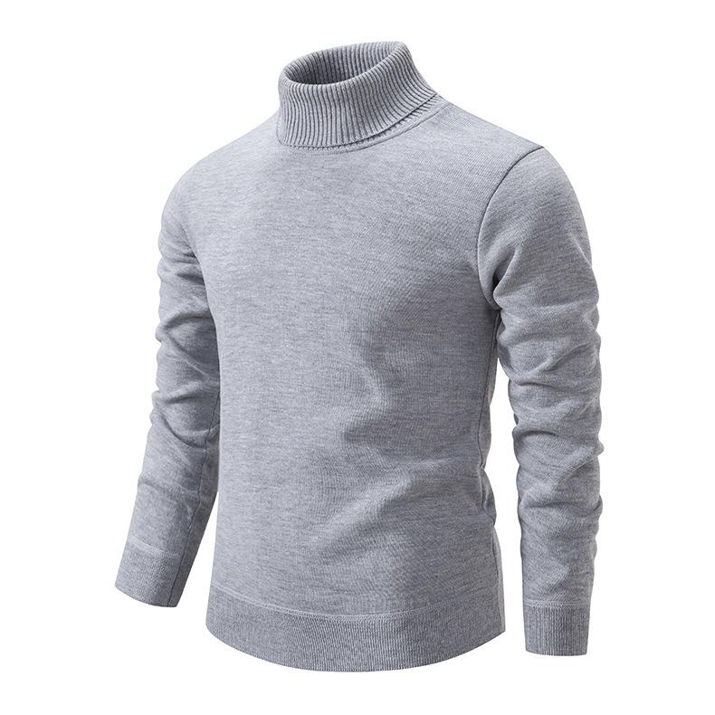 Autumn And Winter Men'S Turtleneck Sweater Men'S Fleece Knitted Sweater Men'S Pullover Long-Sleeved Bottoming Shirt
