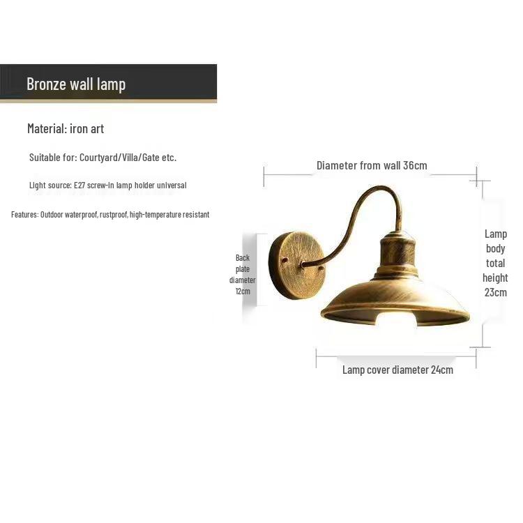 Retro American Waterproof Outdoor Wall Lamp for Entryways and Balconies