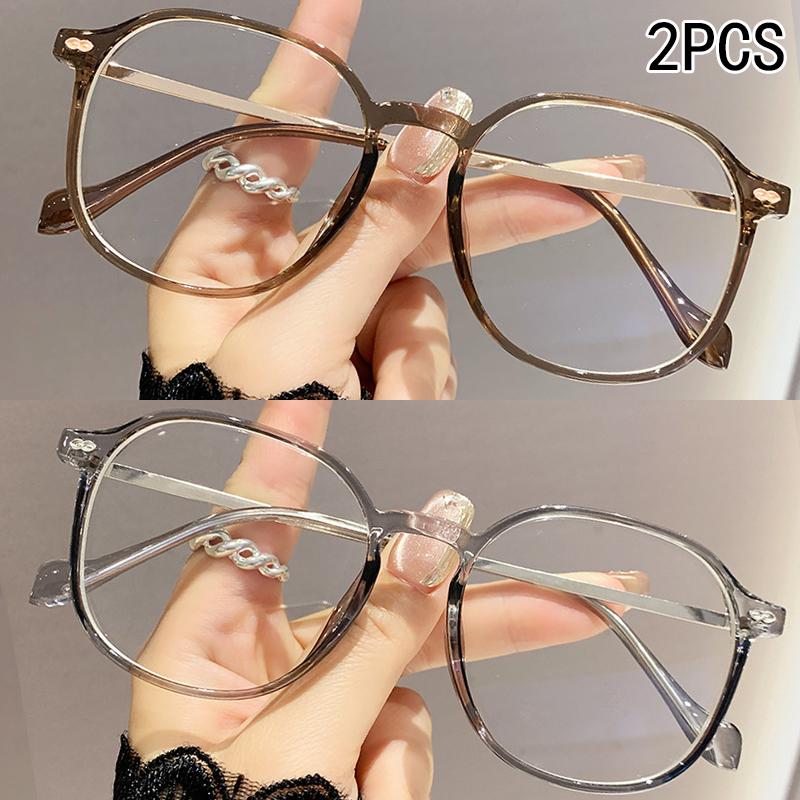 2PCS Anti-blue Lightweight Eyeglasses Reading Eyeglasses Trendy Women's Oversized Frames Eyeglasses Frames Stylish Reading Eyeglasses 6080