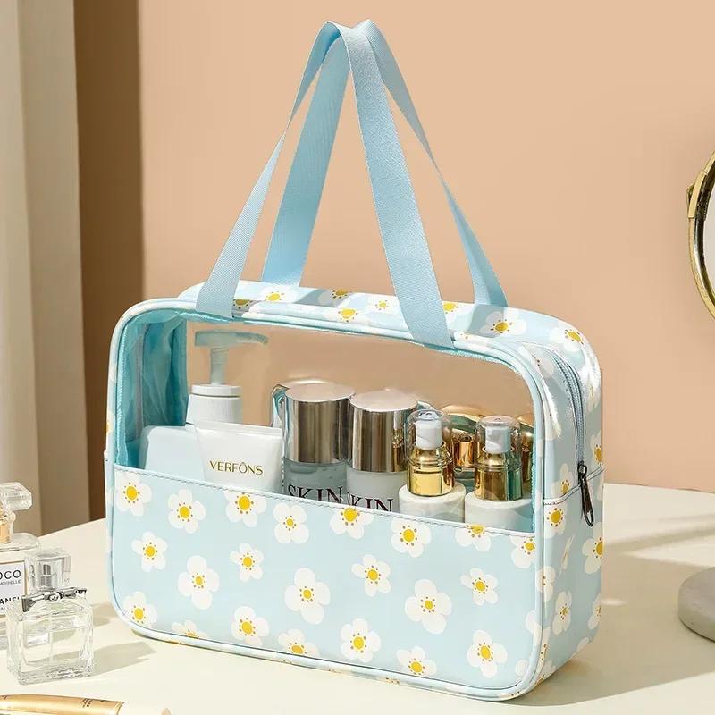 Women's Makeup Bag Waterproof Transparent Pouch Large Capacity Bath Bag Travel Essential Cosmetics Organizer Toilet Storage Bag