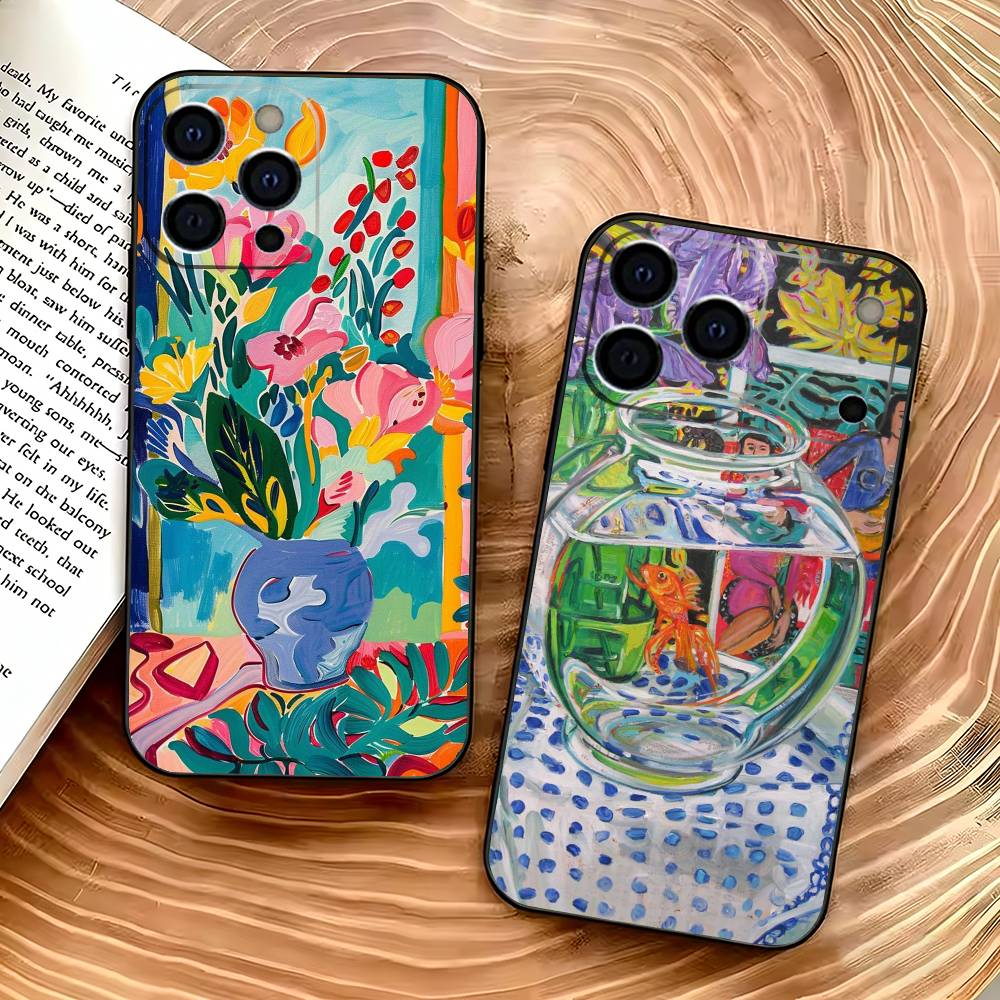 Master of Color Henri Matisse Painting Phone Case For IPhone 17,16,15,14,13,12,11,Plus,Pro,Max,Plus,XS,soft case Black silicone