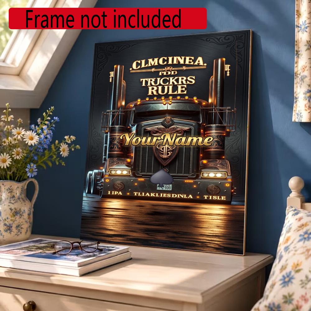 Peterbilt Heavy Trucks Customize Your Name Diamond Painting Round Diamond Diy Frameless Holiday Artwork Suitable For Home Office Wall Decoration