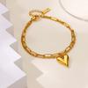Heart Bracelet For Women Girls Gold Color Stainless Steel Layered Chain Bracelet 2025 Trend  Jewelry Valentine's Day Gift