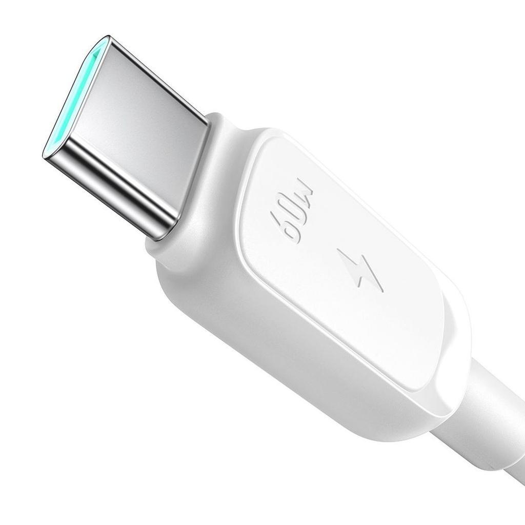 Kabel przewód do ładowania transmisji danych USB-C 60W 1.2m - biały