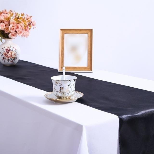 

5PCS 30X275cm Wedding Satin Table Runner Party Supply Christmas Home Dining Luxury Table Decoration 5pcs&30x275cm чёрный