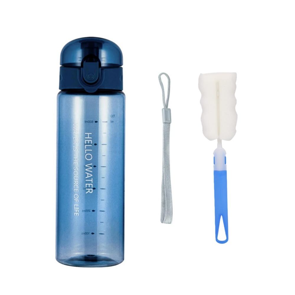 26oz Water Bottle Sports Water Bottle Reusable Clear Plastic Water Bottle with Carrying Strap LeakProof Flip Top for Travel Gym