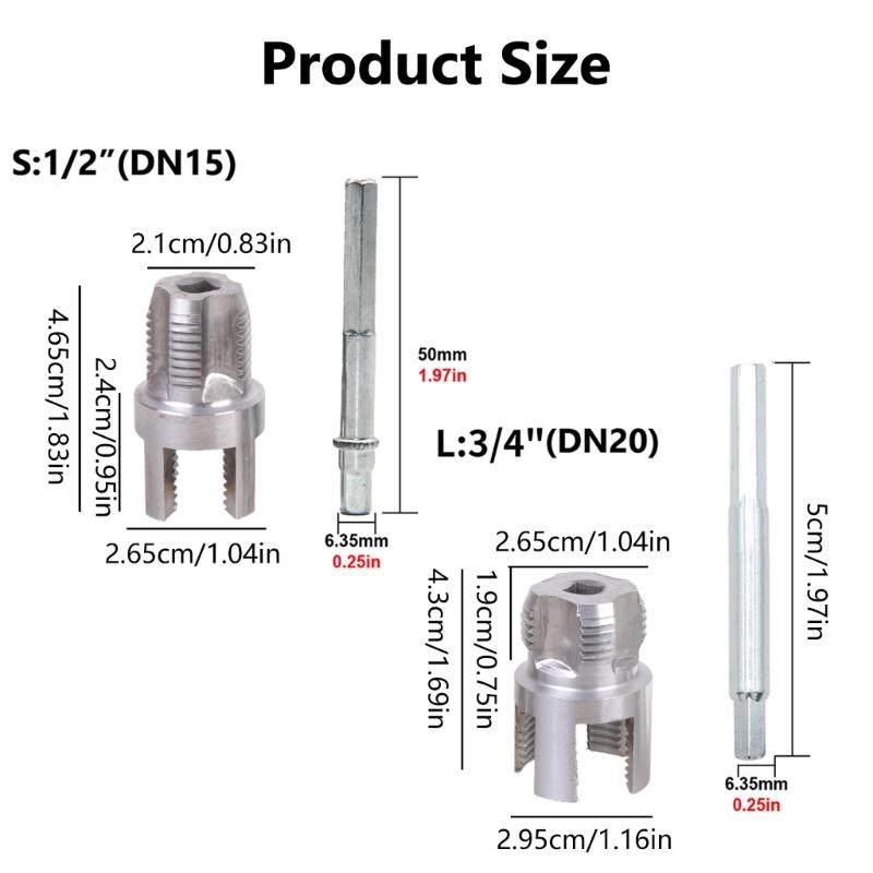 1/2'' 3/4'' Water Pipe Thread Opener Internal External Integrated Water Pipe Wire Opener For Electric Drill