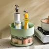 Kitchen Spice Turntable Organizer 2 Tier Plastic 360 Degree Rotation Multifunctional Seasoning Storage Rack for Cabinet