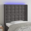 Vidaxl Bed Headboard with LED, Grey, 103X16X118/128Cm Faux Leather