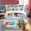 3pcs Duvet Cover Set (1*Duvet Cover + 2*Pillowcase, Without Core), Custom Name Bluey Pattern Bedding Set, Home Bedroom Decor Gift