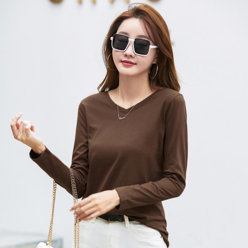 Damen-T-Shirt mit Rundhalsausschnitt und langen Ärmeln in Übergröße – Einfache Basisschicht für Herbst und Winter