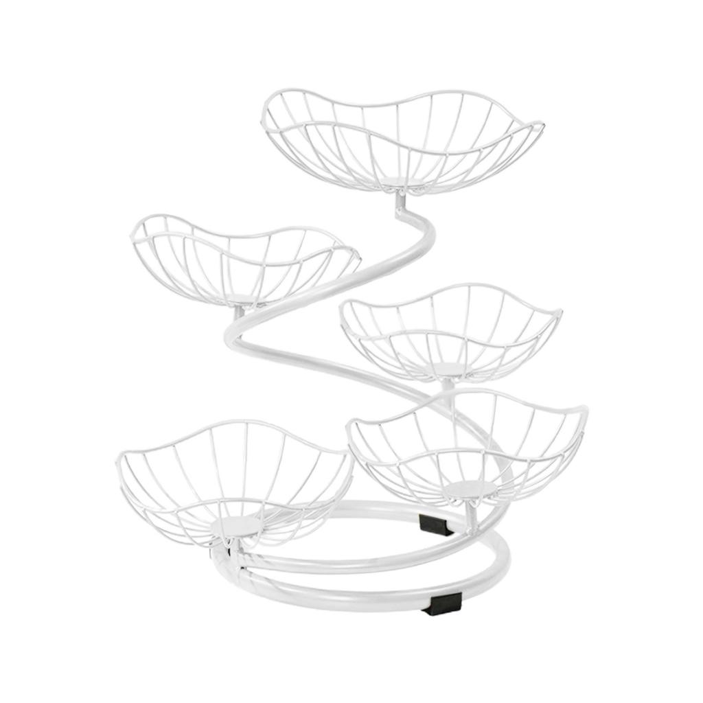 5 Tier Fruit Basket Bowl Large Capacity Wrought Iron Fruit Stand for Kitchen