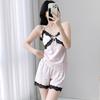 Women's Summer Home Pajamas Set Ice Silk Sexy Lace Suspender Shorts Simulation Silk Spring and Autumn