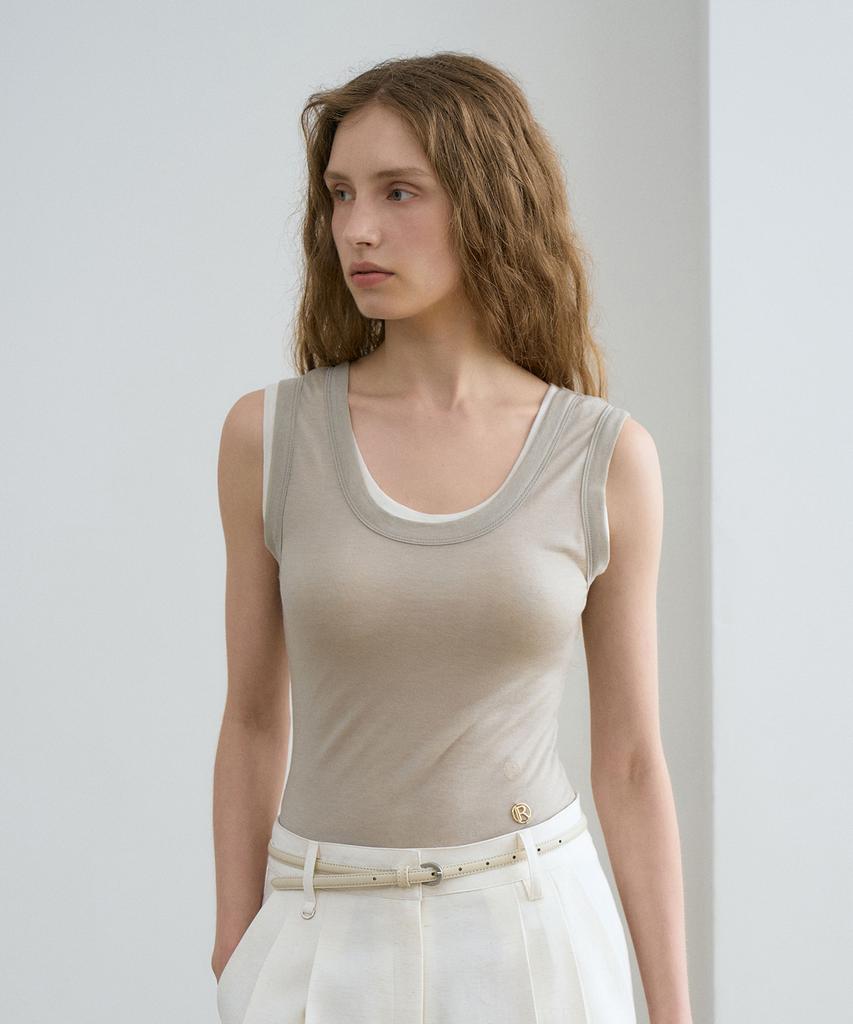 RENEJ See-Through U Neck Sleeveless