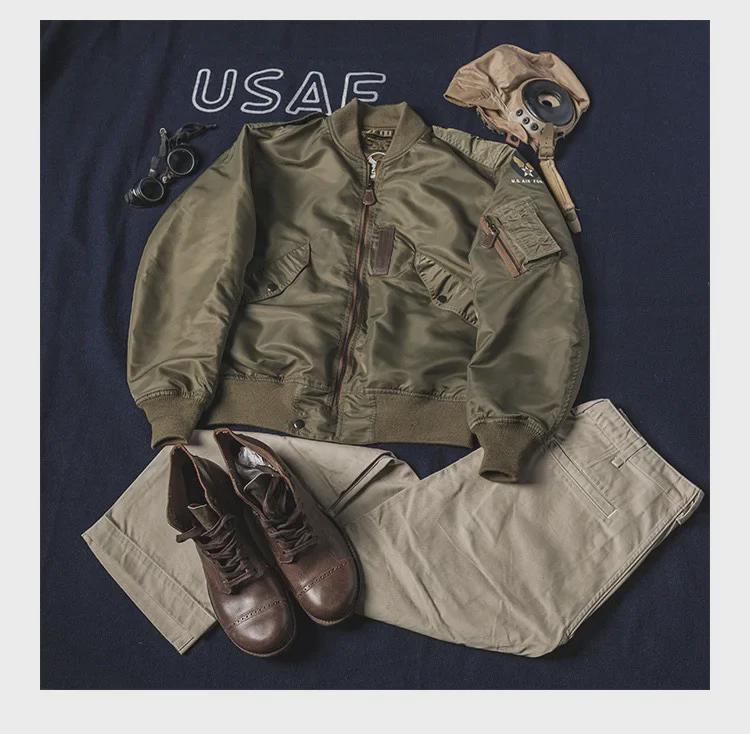 Ami Khaki L-2 Men's Autumn Lightweight Air Force MA-1 Flight Zipper Jacket