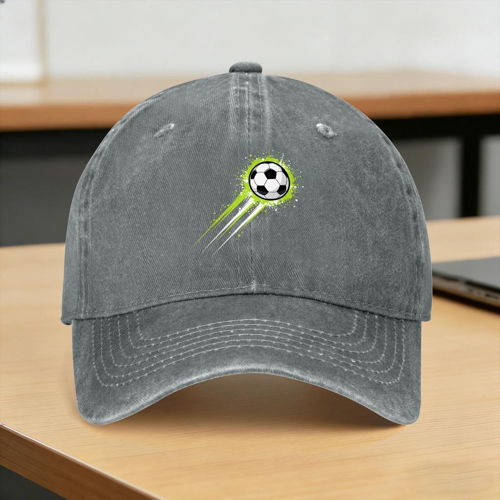 Soccer Ball Splash Graphic Baseball Cap Sun  Outdoor Sports Wholesale Washed Hip Hop Hats Unisex Unisex Custom Logo Baseball Caps