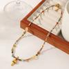 GEMCHIC Women's Original Design Mushroom Pendant Natural Stone Beaded Necklace, Bohemian Style Gemstone Chain for Daily Wear