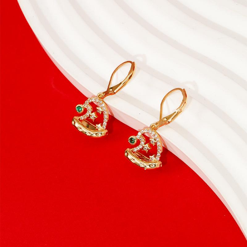 

Snowman Christmas Hat Rhinestone Earrings - Festive, Cute, and Versatile Clips