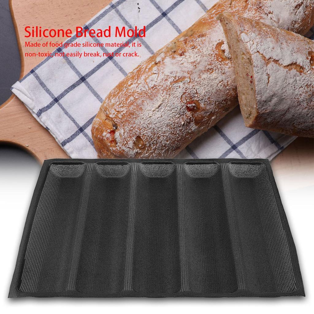French Bread Bakeware Bread Mold Silicone Oblong Shape Bread Molds Baguette Pan French Bakeware Tray Silicone Baguette Bakeware