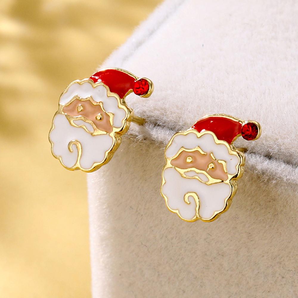 Exquisite Alloy Geometric Christmas Deer Santa Earrings Fashion Jewelry Gift