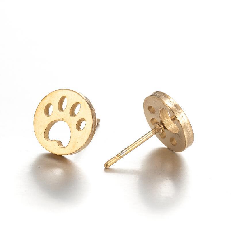 Halloween Cherry Studs, Mushroom Earrings & Hollow Bear Paw Heart Ear Cuff - Stainless Steel Jewelry
