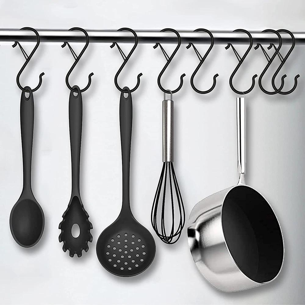 S-shaped Hook Kitchen Storage Rack Pot Rack Garden Hanging Buckle Bag Clothes Towel Closet Pole Hook S-shaped 2-10pcs