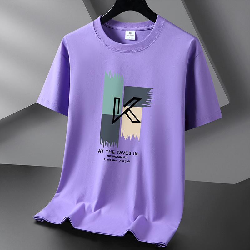 Bumbac Modă Bărbați Larg Mânecă Scurtă Pulover cu Imprimeu Litere Compăsimitor