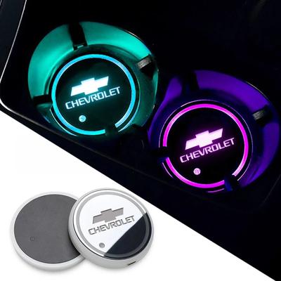Ushm3 Colorful Universal LED Car Cup Holder RGB Light Mat Pad For Colorado Cruze Spark Captiva Malibu Trax Aveo Camaro