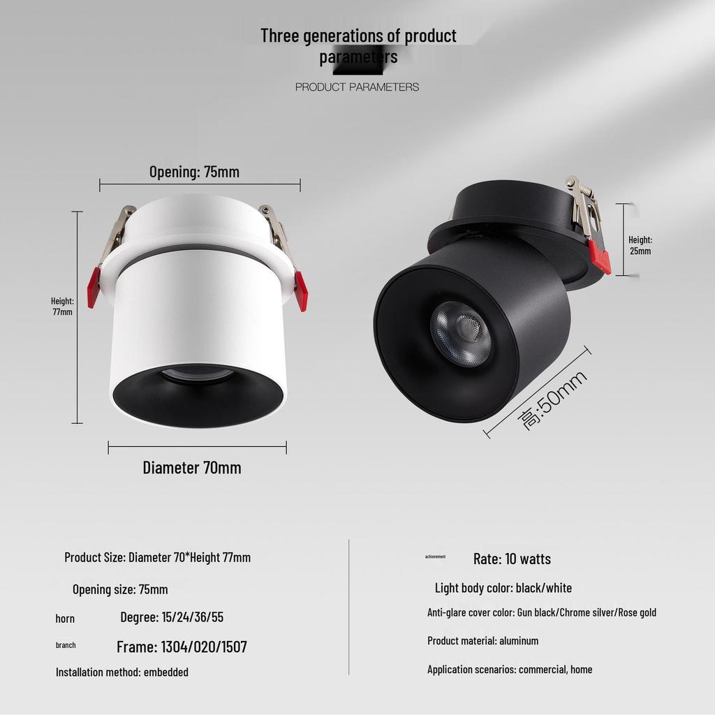Foldable LED Spotlight: Adjustable Anti-Glare COB Surface Mounted Downlight for Living Room