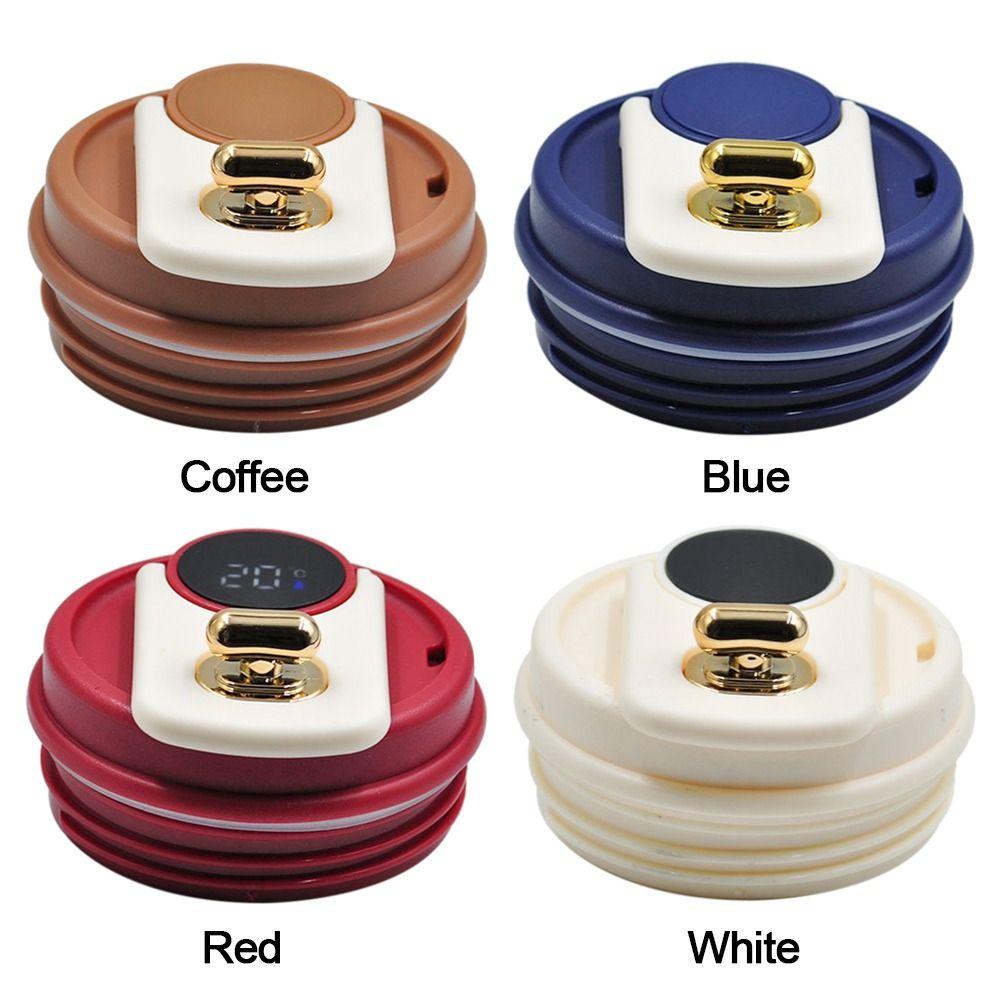 Plastic Flip Lid Cap Ring Sealed Leak Proof Spout Lid Intelligent Temperature Display Replace Cup Lid Sport Bottle Accessories