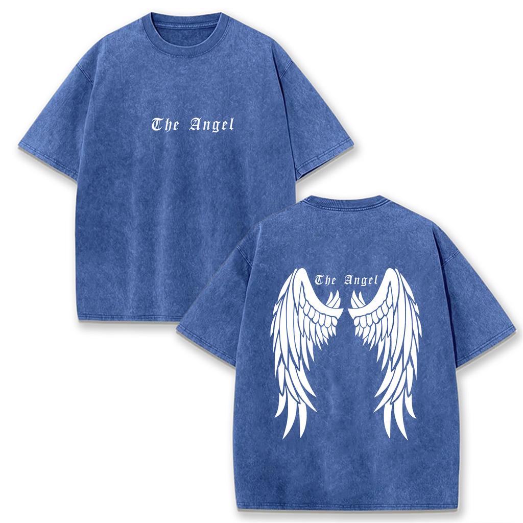 Dark Angel Wing Graphic Printed T-Shirt for Women Cotton Short Sleeve Oversized Loose Tops Streetwear Fashion Tees