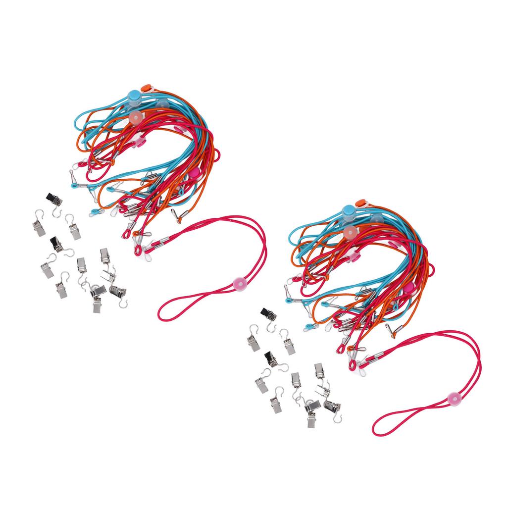 2 Packs Adjustable Napkin Lanyard with Clip Portable Multi Purpose Colorful Adjustable Lanyard for