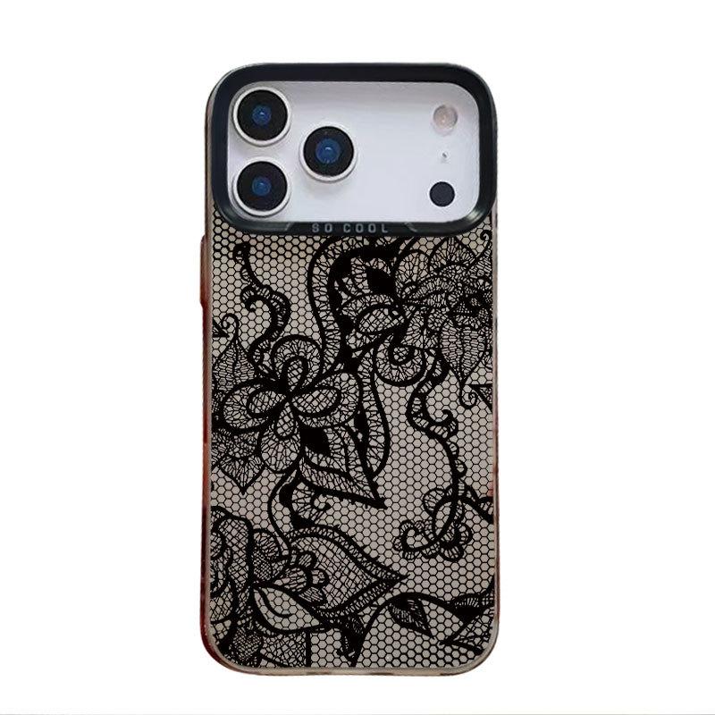 Husă de Telefon cu Model Dantelă Neagră Pentru iPhone 17 Pro Max 16 15 14 Plus 13 12 11 Pro Max 16E 17Air X XR XS Max Husă Moale Antishock