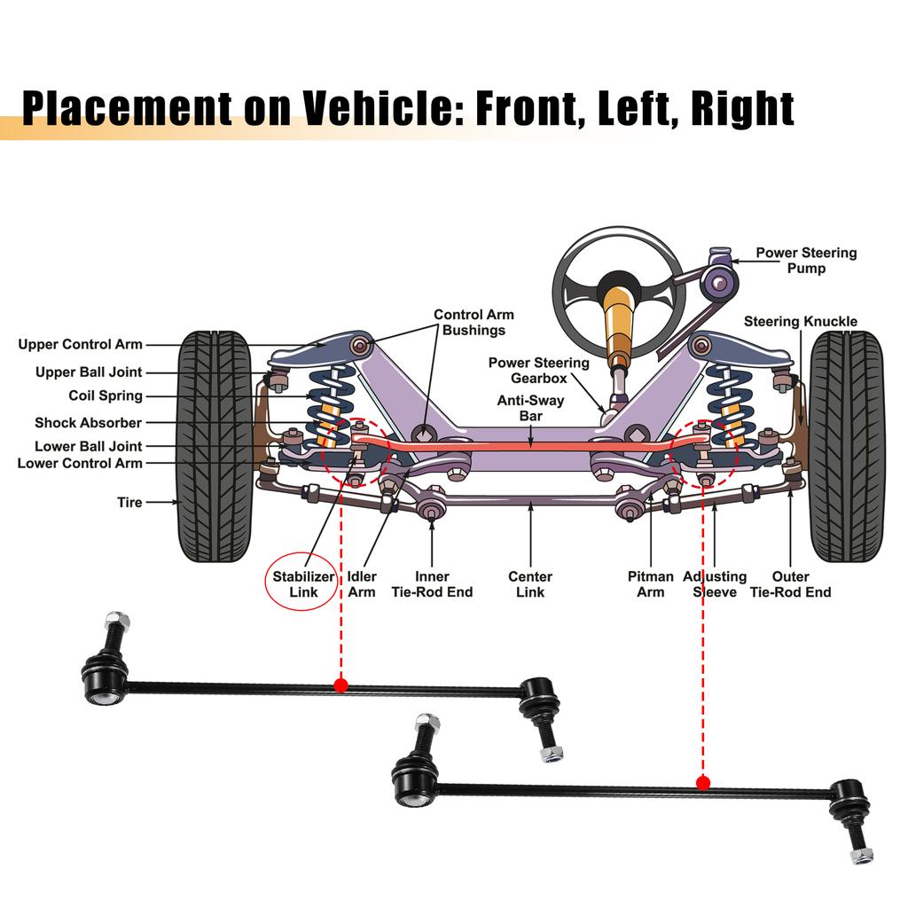 UXCELL 2pcs Front Rear Sway Bar Links No.K750063 Stabilizer End Link for Land Rover
