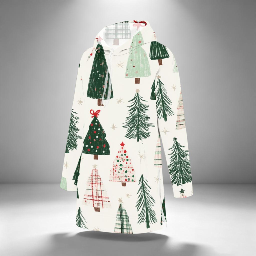 Women's Fashion Casual Long Sleeve Christmas Print Hoodie Top
