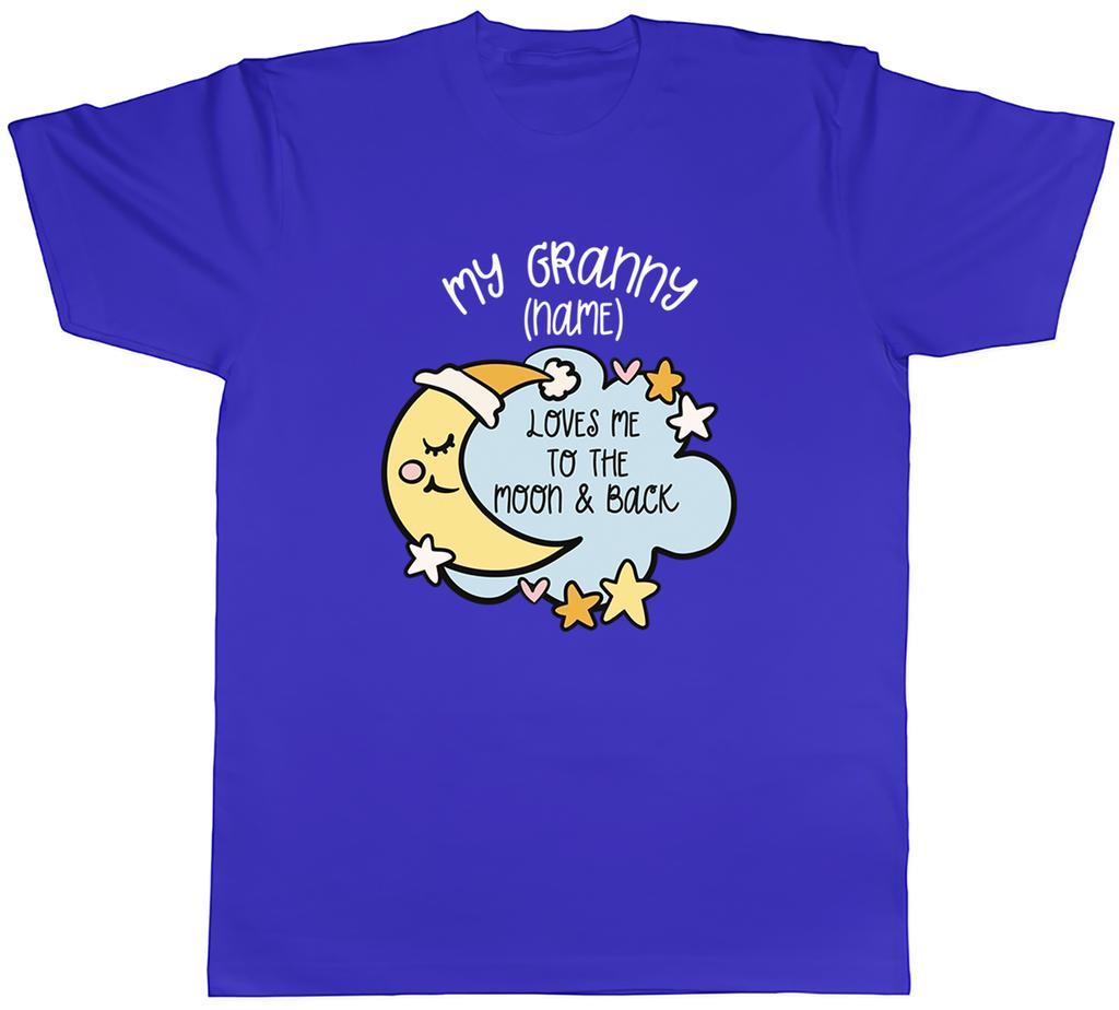 Personalised My Granny Loves me to the Moon Blue Unisexs TShirt Tee Gift Top