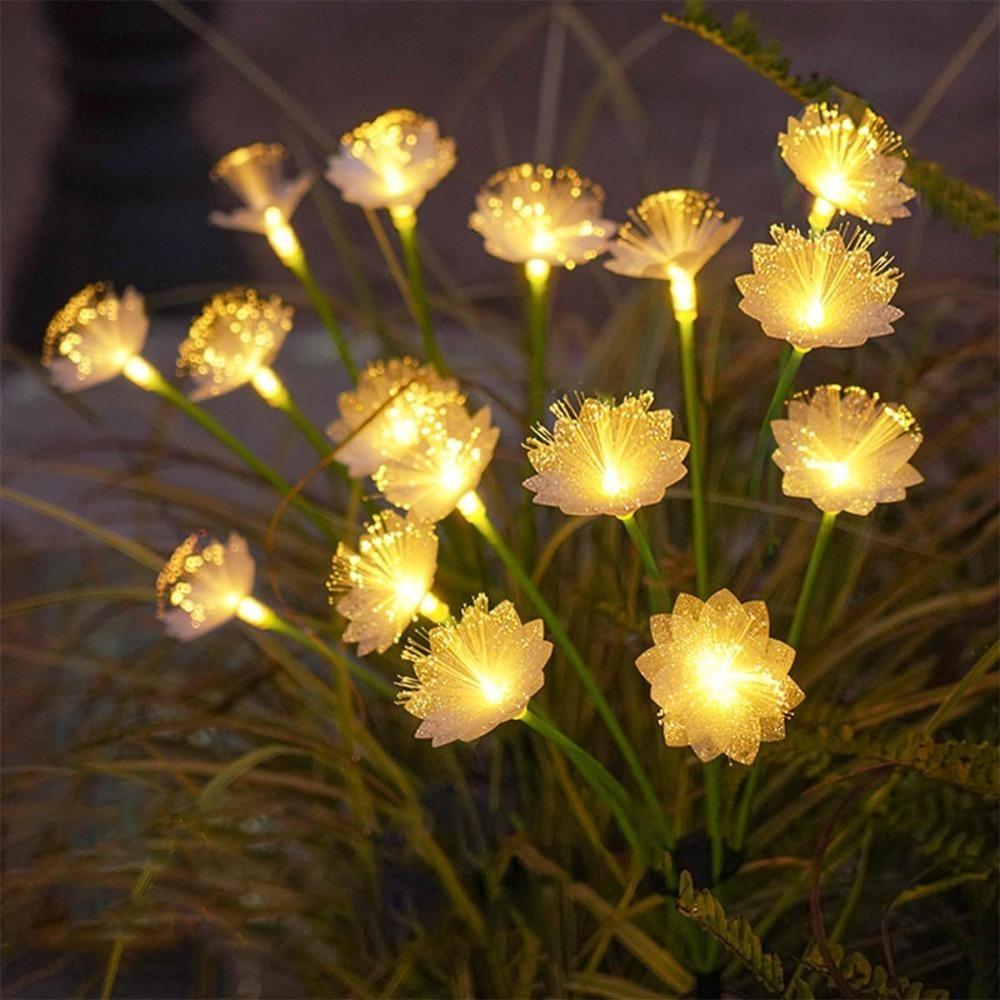 Waterproof Solar Fiber Optic Flower Fiber Optic 6 Heads Solar Garden Lights Simulation Flower Lawn Night Lights Wedding Party