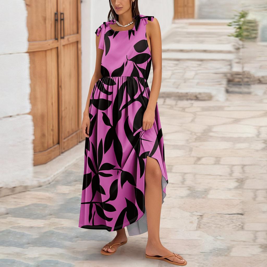 Women's Summer Fashion Tank Dress A-Line Sleeveless Casual Floral/Solid Pocket Dress