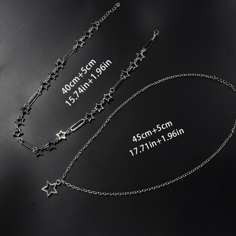2pcs/set Y2K Star Necklace Set, Grunge Punk Cool Aesthetic Jewelry, Perfect Gift For Girls