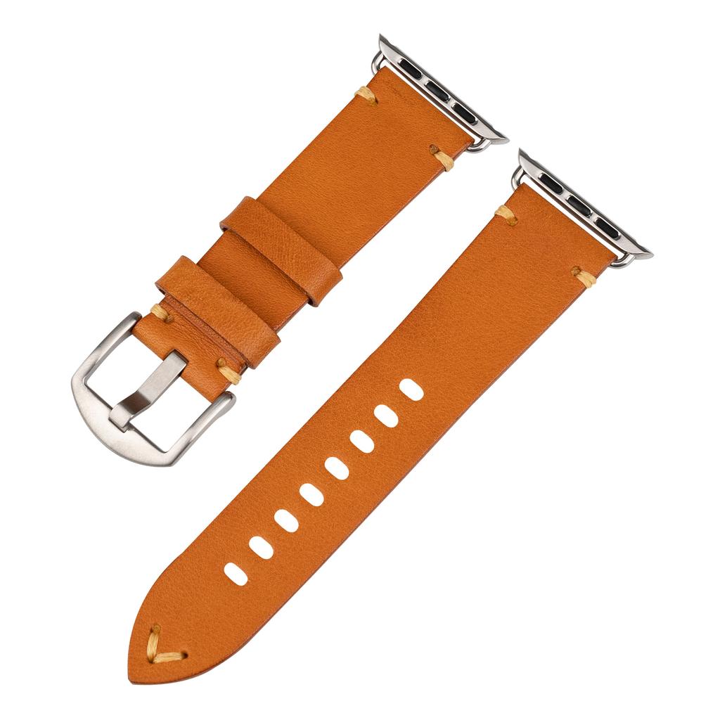 Genuine Cowhide Leather Watch Strap Replacement for Apple Watch Series 3 4 5 6 7 8 9 S9 Durable Smart Watch Wristband Accessory