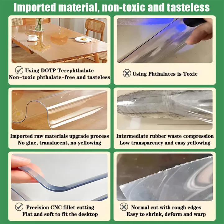 NEW Tablecloth 1.0mm Thickness PVC Transparent Waterproof Table Cover Mat Kitchen Pattern Oil Cloth Glass Soft Cloth Tablecloth