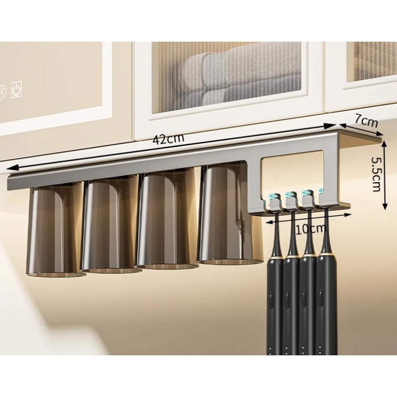 Toothbrush Storage Rack Magnetic Suction Mouth Cup Bathroom Toilet Cup Electric Toothbrush Holder Without Hole Punching