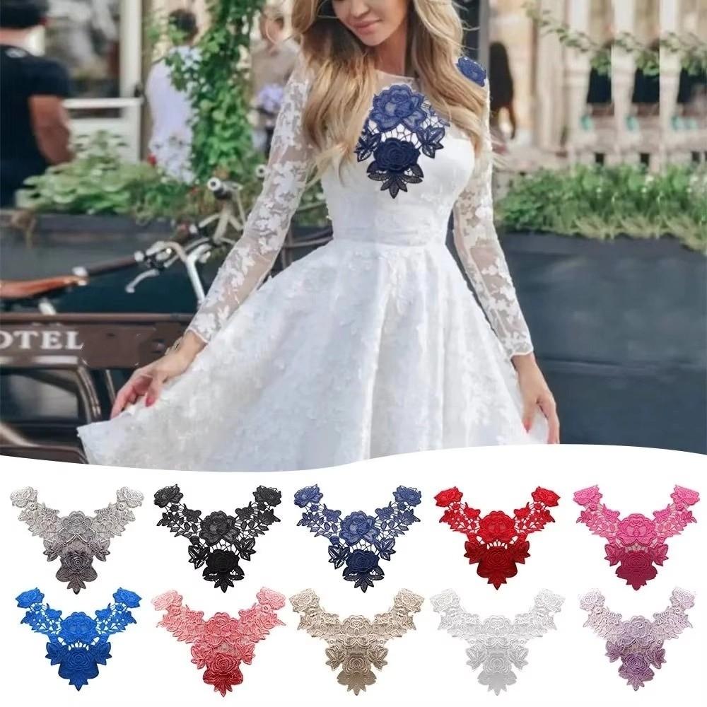 6PCS Fashion Fake Collar Hollow Out Pattern Flower Collar Embroidered Collar  Casual Wear