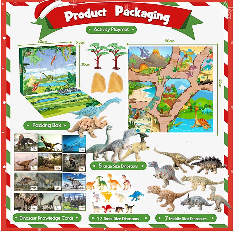 Advent Calendar 2025 Dinosaur Toys 24 Days Countdown Calendar Christmas Surprise Toys Set Different Dinosaur Figurine Gifts