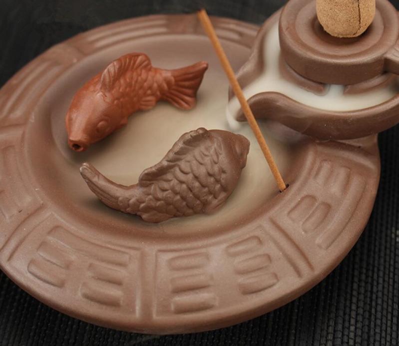 Creative Backflow Incense Burner Ceramic Incense Stick Holder Aromatherapy Censer For Home Office Living Room Teahouse